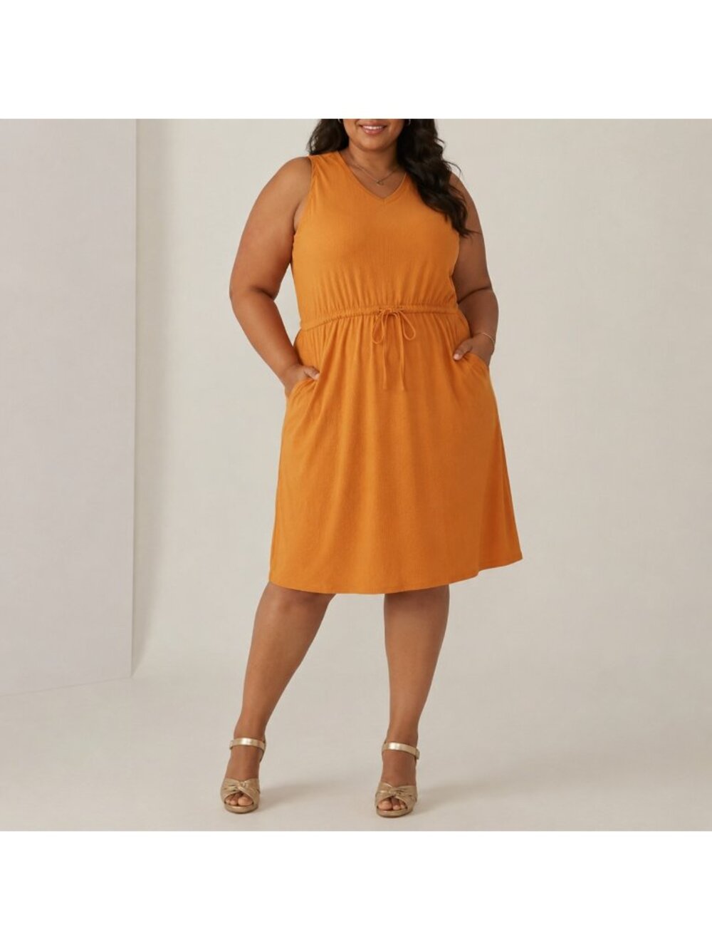 NEW Cuddl Duds Orange Ribbed Sleeveless Tank Dress - 1X